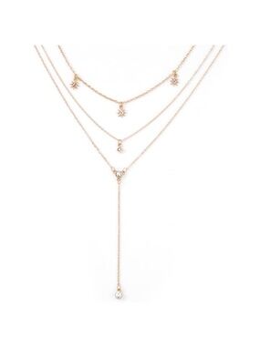 Layered Gold Star & Drop Necklace - Women's Fashion Jewelry
